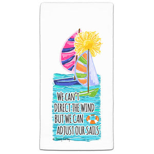TG3-121W We Can't Direct Blue Sailboat Flour Sack Towel by Tracey Gurley and CJ Bella Co