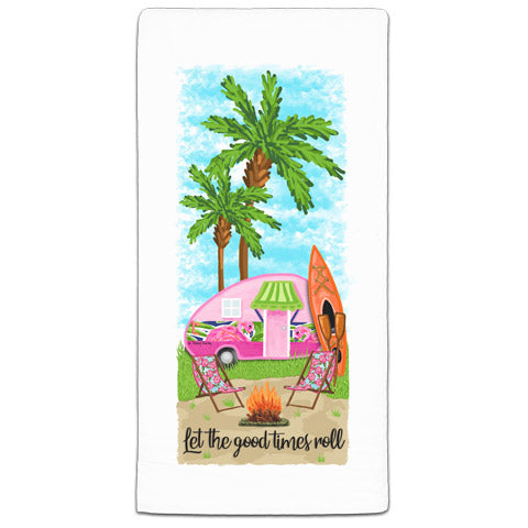 "Let the Good Times Roll Camper" Flour Sack Towel by Tracey Gurley