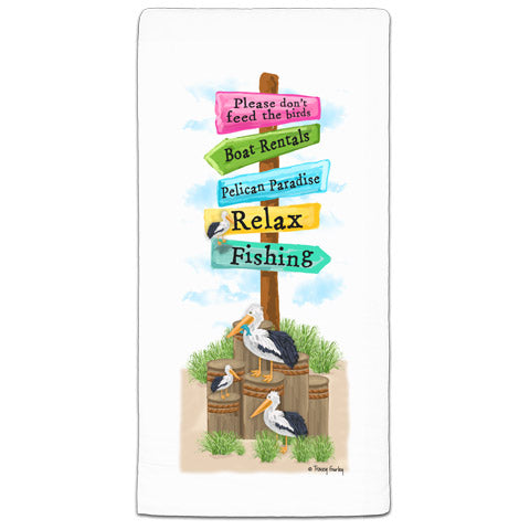 "Pelican Crossing" Flour Sack Towel by Tracey Gurley