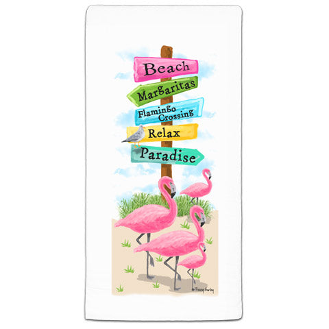 "Flamingo Crossing" Flour Sack Towel by Tracey Gurley