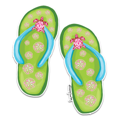 "Green Flip Flops" Vinyl Decal by Tracey Gurley