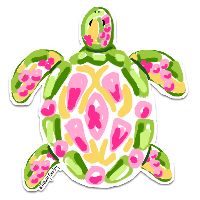 "Pink Turtle" Vinyl Decal by Tracey Gurley