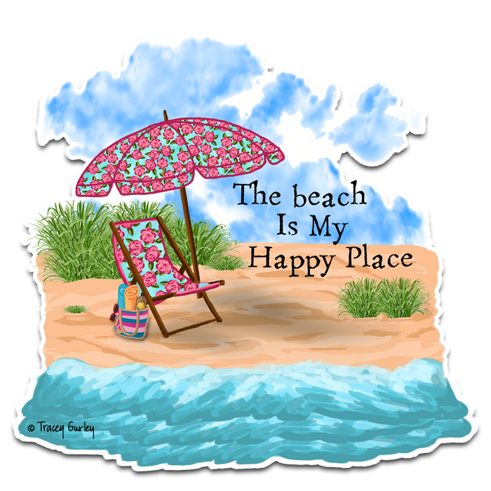 "The Beach Is My Happy Place" Vinyl Decal by Tracey Gurley