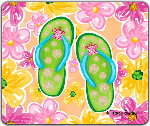 "Green Flip Flops" Mouse Pad by Tracey Gurley