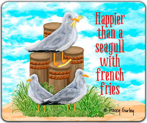 "Happier Than A Seagull" Mouse Pad by Tracey Gurley